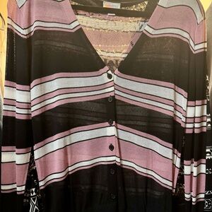 LuLaRoe Black and Pink Striped Cardigan